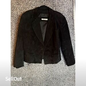 Evan Davies Men's Vintage Black Leather Bomber Jacket Gold Buttons M